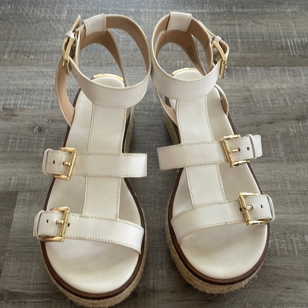 White leather sandals